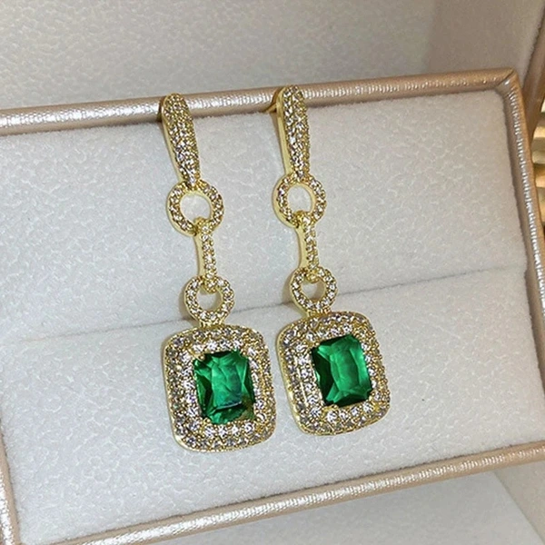  Luxury micro-inlaid zircon large earrings for women French design earrings exquisite high-end earrings