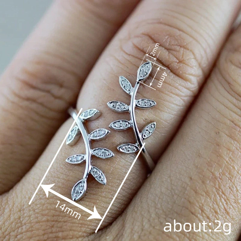  Manufacturer's source open adjustable ring leaf leaf ring female horse eye niche design super hot style