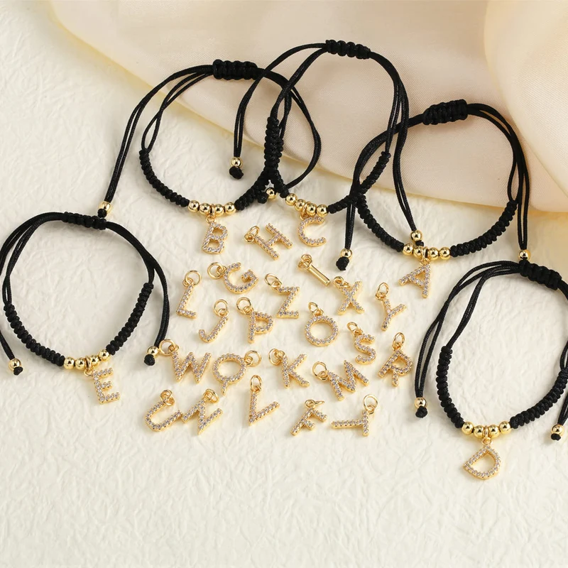 AS jewelry European and American new black bracelet 26 English letters pendant bracelet hand jewelry bra13