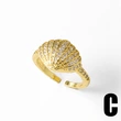 AS jewelry copper plated real gold flower shell full of zircon open ring ring rij49 ring