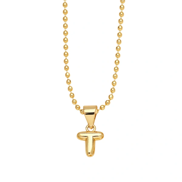 Hot sale 26 letters necklace female copper plated real gold polished letter pendant clavicle chain nkq67