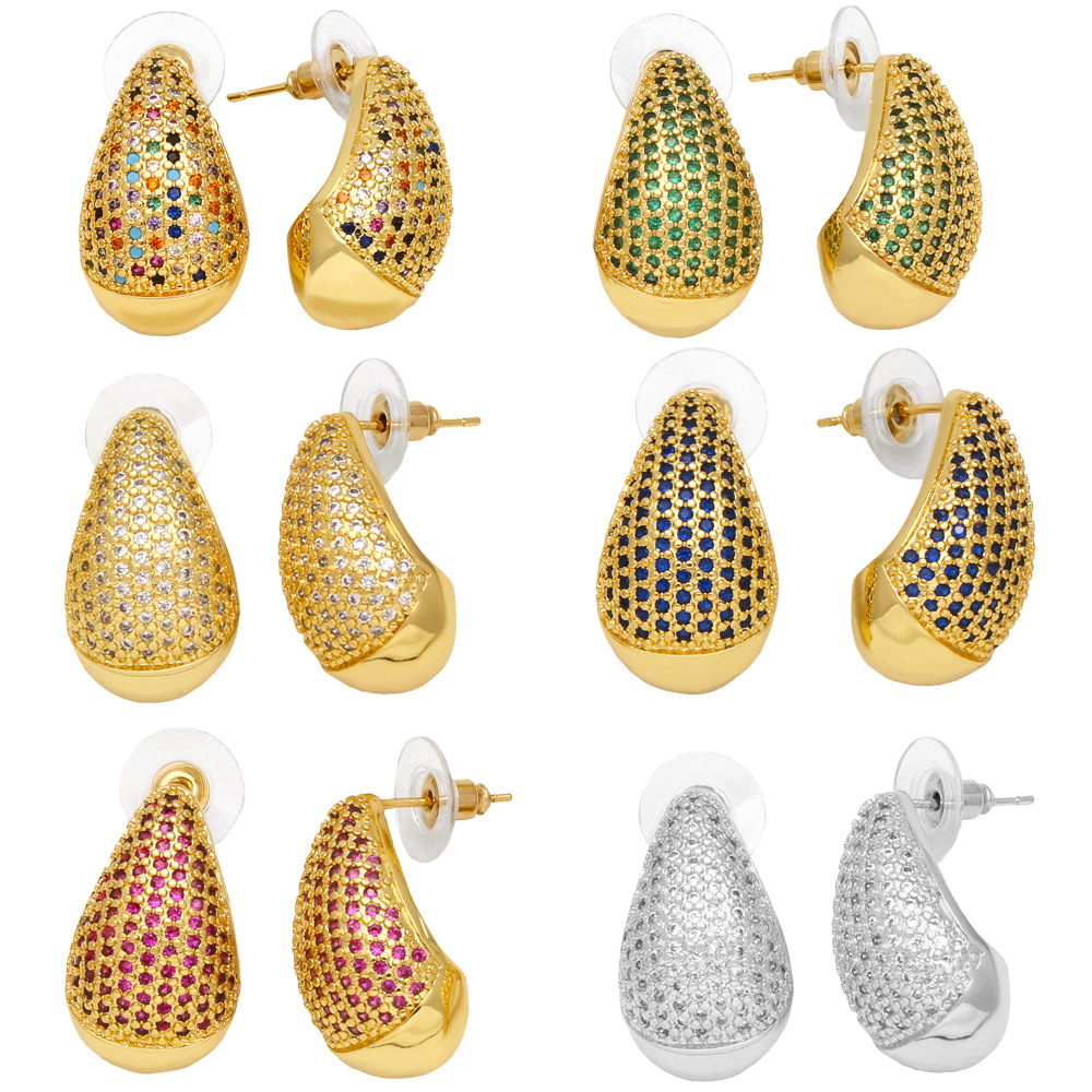 European and American simple fashion teardrop-shaped earrings for women niche design inlaid zircon jewelry accessories earrings erv44