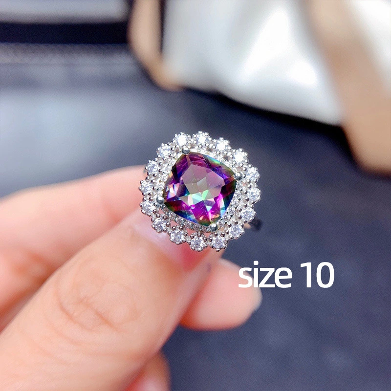 Internet celebrity live jewelry set luxury colored zircon necklace sea blue earrings and ring set