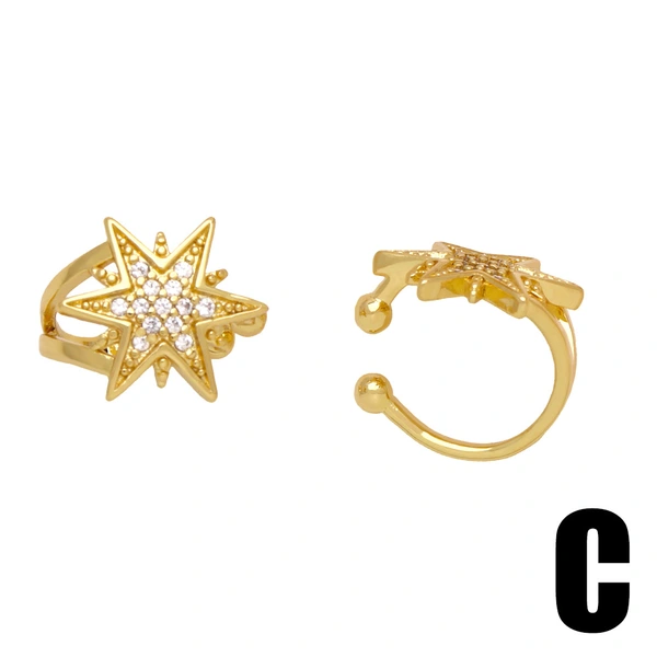 Clearance sale European and American inlaid zircon butterfly ear clip six-pointed star moon no ear piercing ear bone clip earring earrings female err92