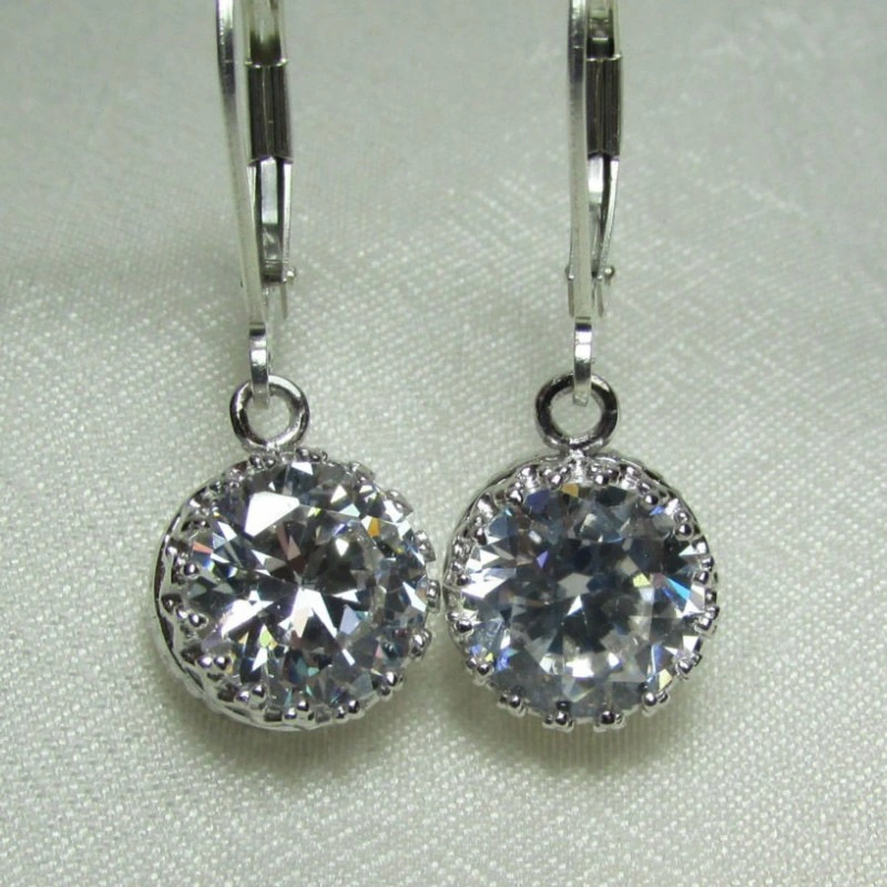 Super shiny round zircon ear hooks, elegant commuter internet celebrity earrings, Korean version of the same earrings for girls and college students