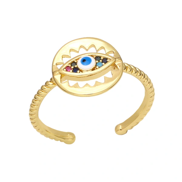 Clearance European and American hand jewelry colored gemstone zircon eye ring devil eye ring riq04