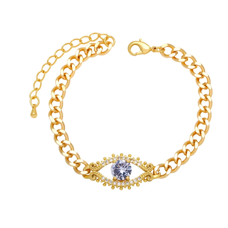 Clearance European and American Cuban chain devil eye bracelet men and women hip hop trend evil eye hand jewelry wholesale brj70