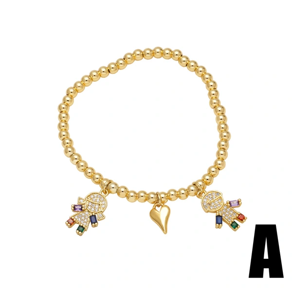 AS jewelry boys and girls pendant bracelet gold-plated inlaid heart-shaped zircon hand jewelry bra11