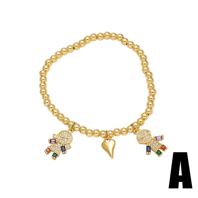 AS jewelry boys and girls pendant bracelet gold-plated inlaid heart-shaped zircon hand jewelry bra11
