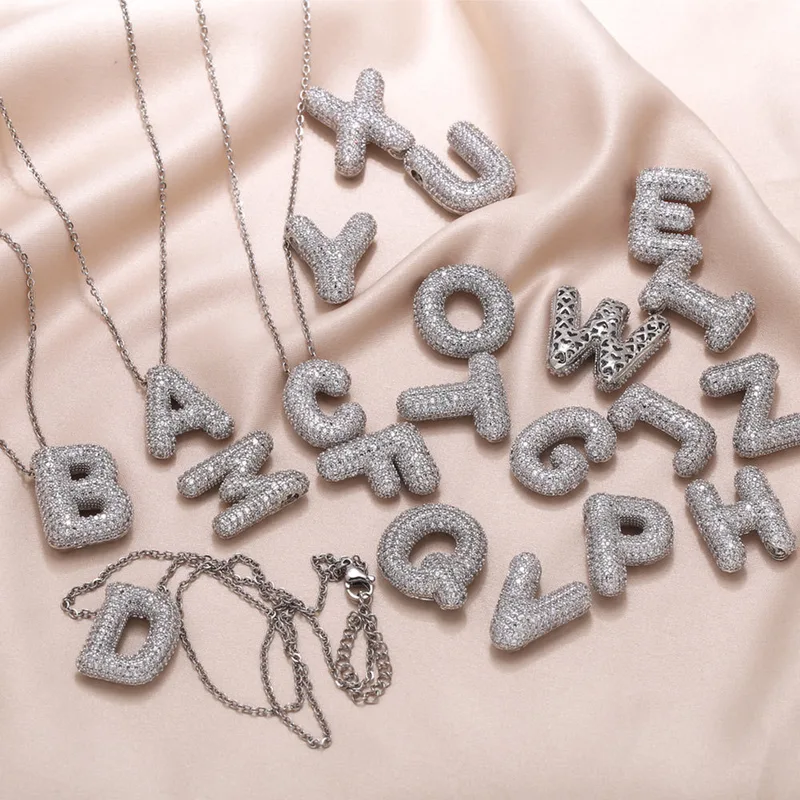 New hot selling 26 letters pendant necklace female hip hop inlaid with zircon gold-plated clavicle chain nkp22