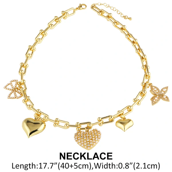 Clearance jewelry Europe and the United States hot selling love pearl butterfly pendant gold-plated necklace bracelet set female nka042