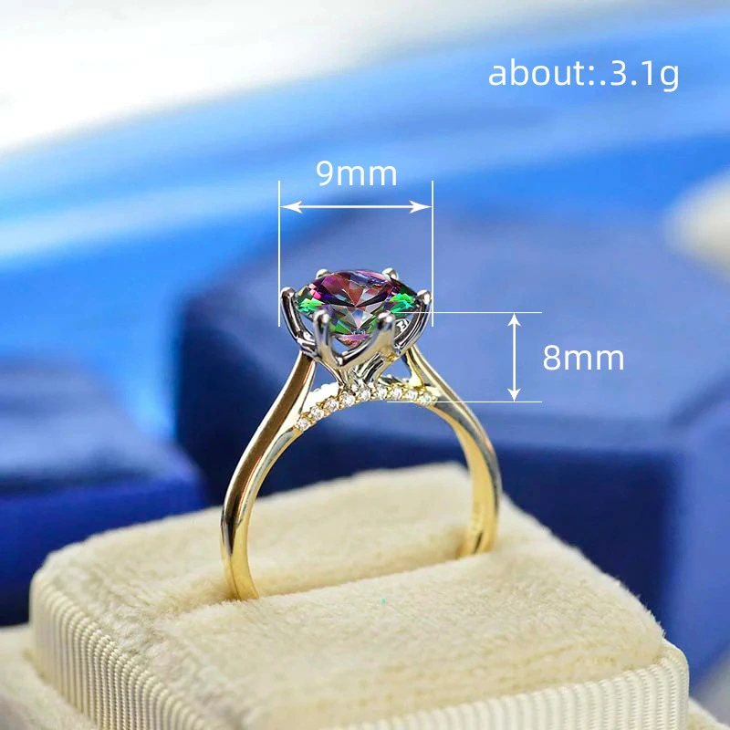  Classic fashion all-match wedding ring colorful six-claw bridal ring high-end daily index finger ring