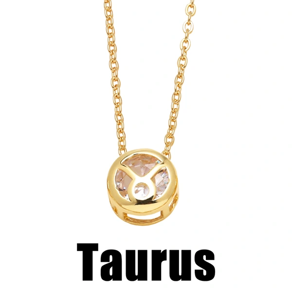 AS jewelry Europe and the United States hot selling twelve constellation necklace zircon double-sided hollow birthstone clavicle chain nkb794