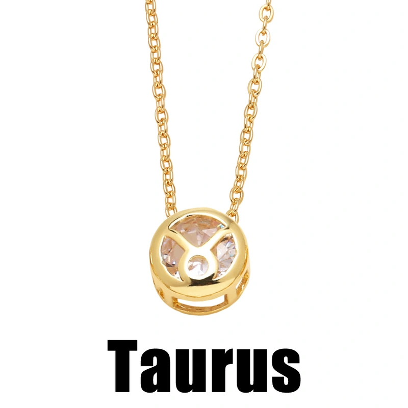 AS jewelry Europe and the United States hot selling twelve constellation necklace zircon double-sided hollow birthstone clavicle chain nkb794