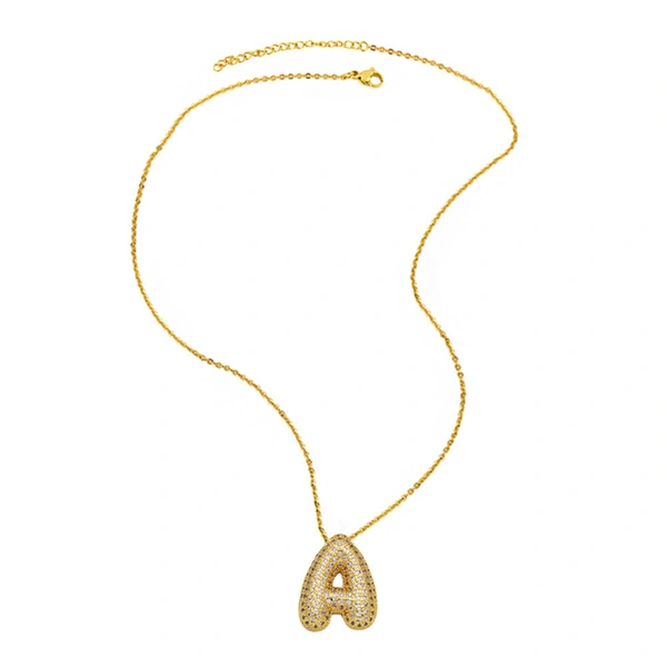 AS jewelry European and American 26 English letters necklace female full zircon copper plated 18k gold clavicle chain nka059