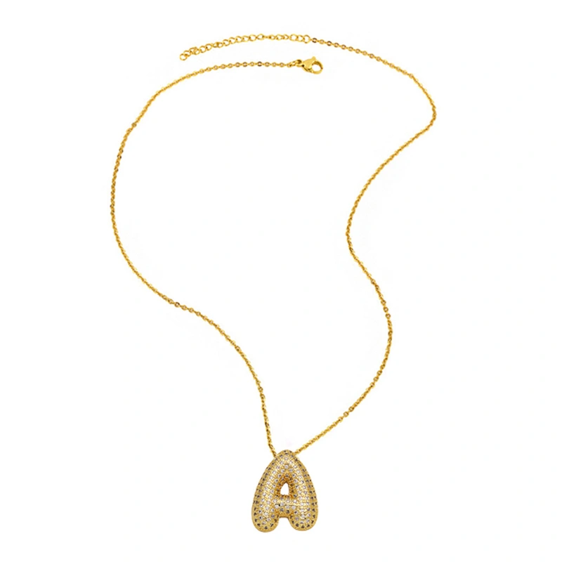 AS jewelry European and American 26 English letters necklace female full zircon copper plated 18k gold clavicle chain nka059