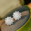 New style earrings for women, flower snowflake exquisite earrings, elegant and sweet, micro-inlaid zircon jewelry