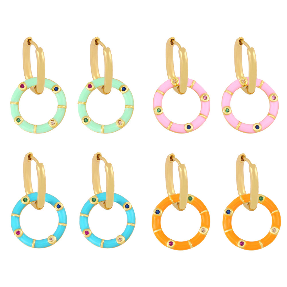 Clearance new fashion earrings European and American creative Bohemian style oil drop geometric circle earrings ery73