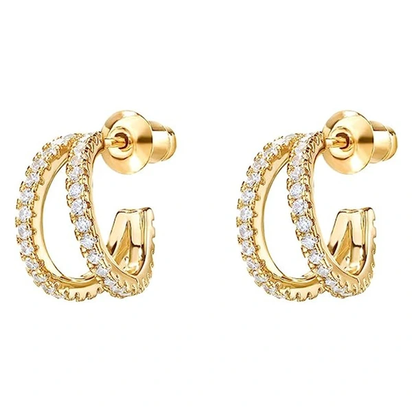  Exquisite light luxury temperament micro-inlaid zircon earrings fashionable C-shaped earrings commuter versatile Korean earrings