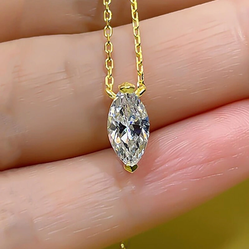  European and American new horse eye necklace simple olive shape stacking clavicle chain light luxury fashion design necklace