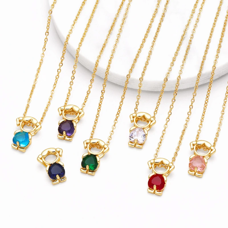 AS jewelry girl pendant necklace copper plated real gold heart-shaped zircon clavicle chain nka031