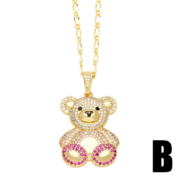 New sweet simple bear necklace female light luxury niche design cute bear clavicle chain nkn93