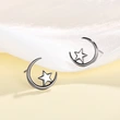  Star and moon earrings for students, female metal simple star and moon earrings, star and moon shining together, daily earrings