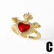 AS jewelry European and American hot-selling copper-plated real gold love wings flower oil drop open ring female riq90