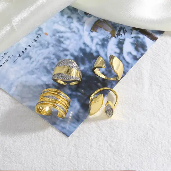 AS jewelry Europe and the United States hot selling two-color irregular open ring women's gold-plated exaggerated ring riq44