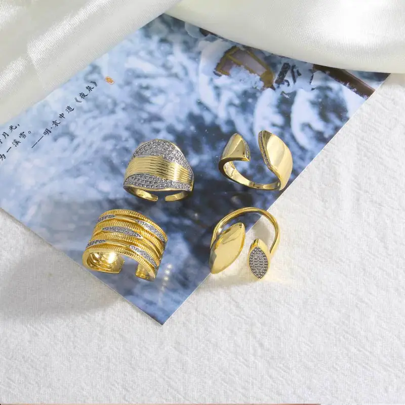 AS jewelry Europe and the United States hot selling two-color irregular open ring women's gold-plated exaggerated ring riq44