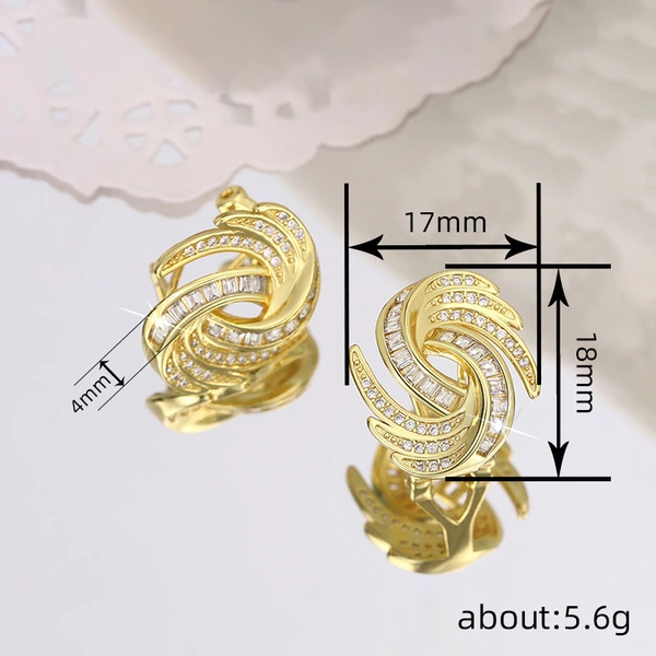  Metal micro-inlaid design earrings for women, personalized niche zircon jewelry, vortex eye-catching light luxury style jewelry