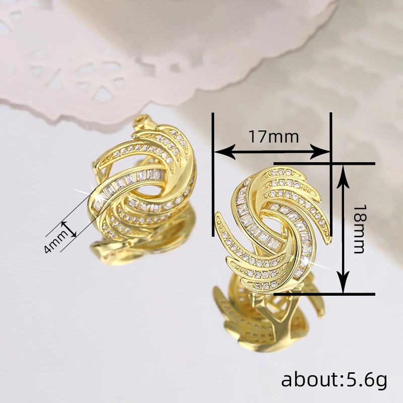  Metal micro-inlaid design earrings for women, personalized niche zircon jewelry, vortex eye-catching light luxury style jewelry
