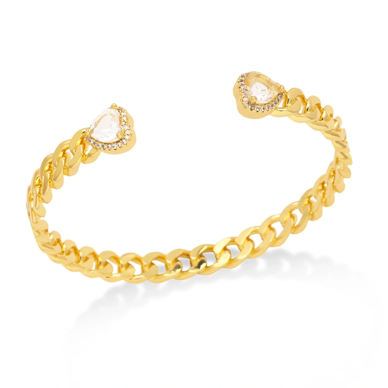 New exaggerated metal Cuban chain bracelet female European and American fashion inlaid heart-shaped zircon bracelet brj13