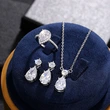 Pure and clear super shining temperament set teardrop-shaped light luxury earrings and necklaces fashionable banquet earrings and necklaces