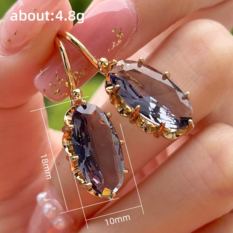 New European and American retro palace colored gemstone series inlaid zircon octagonal buckle earrings ear hooks