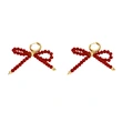 Best selling rice bead crystal earrings for women with bow gold-plated earrings wholesale era138