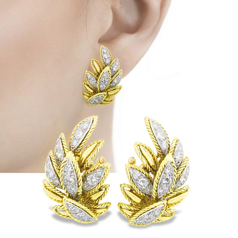  Wheat ear flower leaf earrings new hot style earrings for women with a stylish and luxurious feel for square and round faces