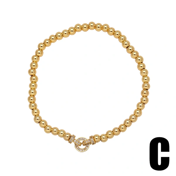 Jewelry love pendant bracelet copper plated real gold inlaid zircon beaded bracelet hand jewelry brd05