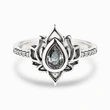 Old flame shaped lotus ring Chinese style ring retro wide face ring personality single ring