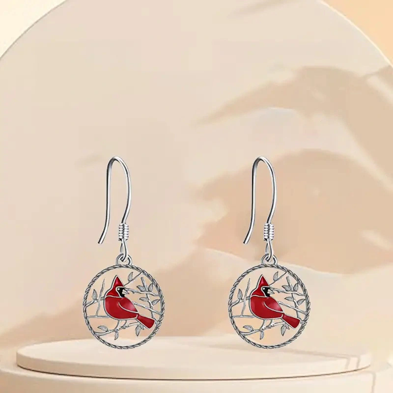  Source manufacturer hot-selling earrings alloy retro bird literary jewelry exquisite oil painting daily wear