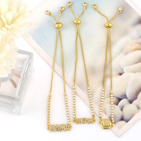 Smiley face expression bracelet adjustable temperament all-match small fresh letter Mama European and American design hand jewelry brc93