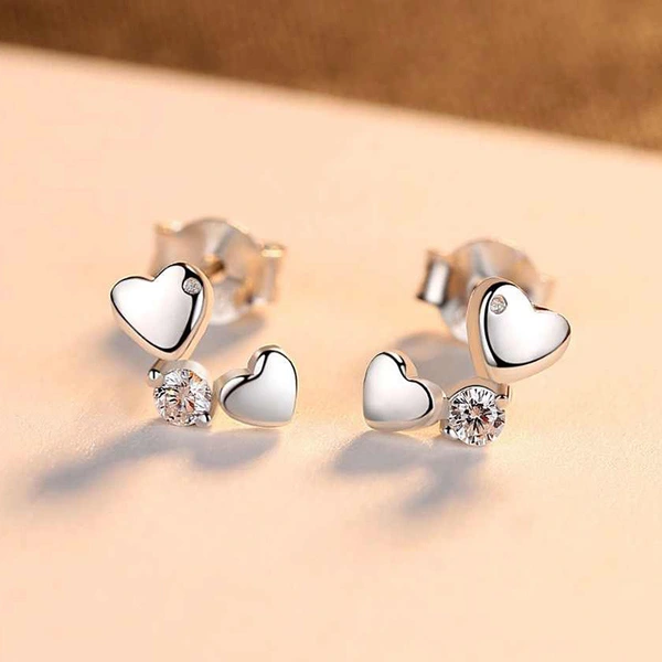 Xiaohongshu live broadcast new creative heart-to-heart zircon earrings versatile student earrings