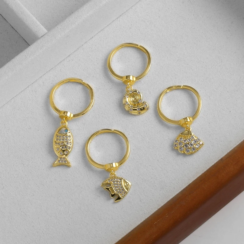 AS jewelry Europe and the United States new hot selling ocean style ring small fish shell pendant ring rir41 ring