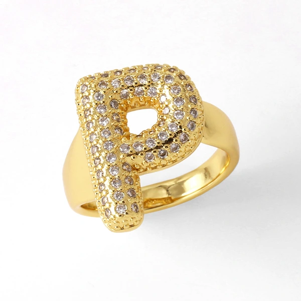 AS jewelry 26 English letters ring female gold-plated full zircon open ring rih31