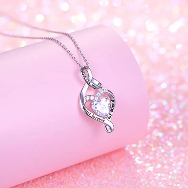  European and American fashion heart-shaped necklace forever good friend gift jewelry love wrapped zircon necklace