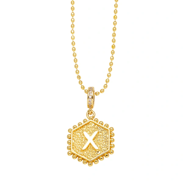 AS jewelry European and American hexagonal heart 26 English letters necklace clavicle necklace nkb296 necklace