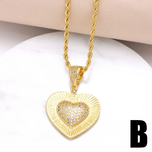 AS jewelry European and American fashion boy and girl love pendant necklace gold-plated zircon sweater chain nkb158