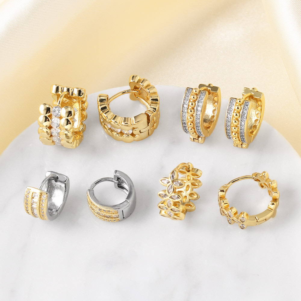 AS jewelry hot selling copper plated 18k gold inlaid zircon c-shaped earrings ear studs earrings err73