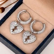 Hot selling hiphop hip-hop full zircon heartbreak earrings personality earrings for men and women