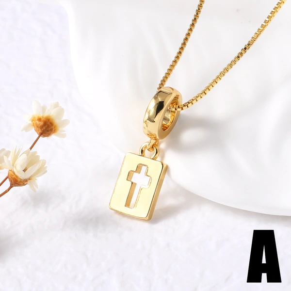 AS jewelry hot selling elephant cross fe necklace female copper plated 18k gold clavicle chain nks97